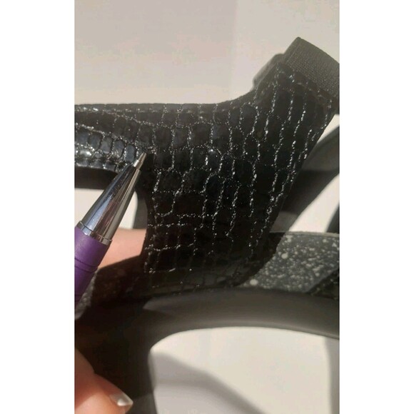 SAS Allegro Sandals Shoes Womens Size 8 Black Crocodile Embossed Patent Leather - Picture 14 of 14